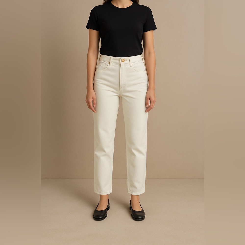 St. John Sport‎ Cream Off White  Straight-Leg Jeans Pants size 10